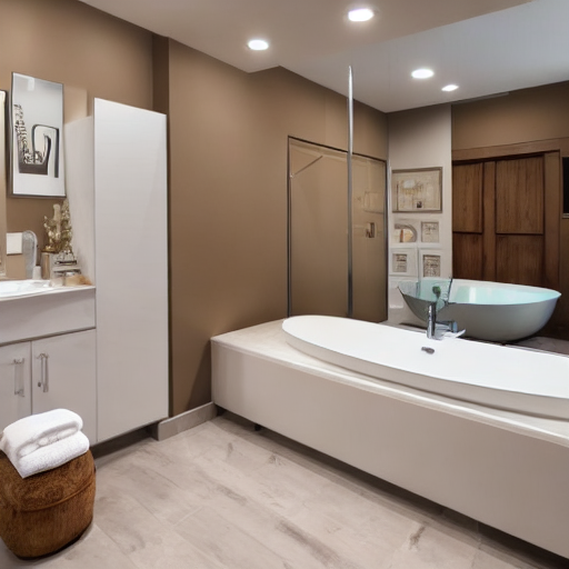 114_A white walled bathroom features beige appliances and furniture..png